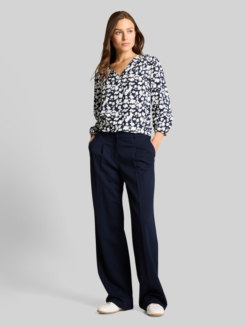 Tom Tailor Bluse aus Viskose - Blue Ginkgo Minimal