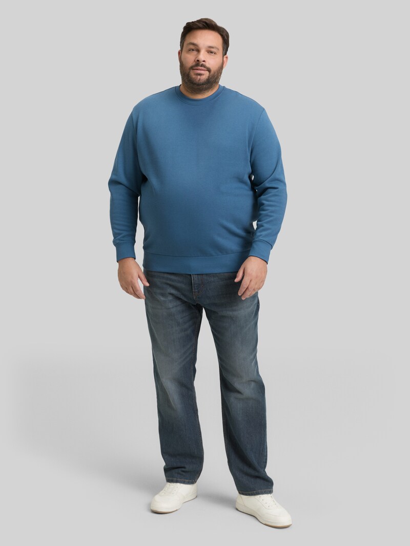 Tom Tailor Plus Size - Basic Sweatshirt in Unifarben - Real Teal Blue