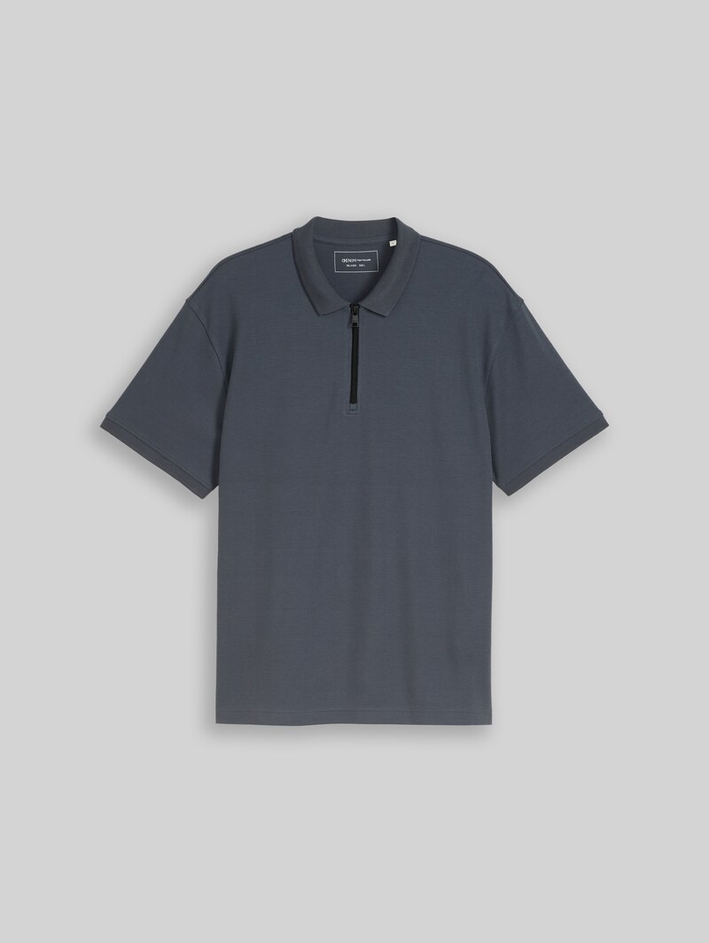 Tom Tailor Relaxed Fit Poloshirt mit Reißverschluss - Urban Medium Grey