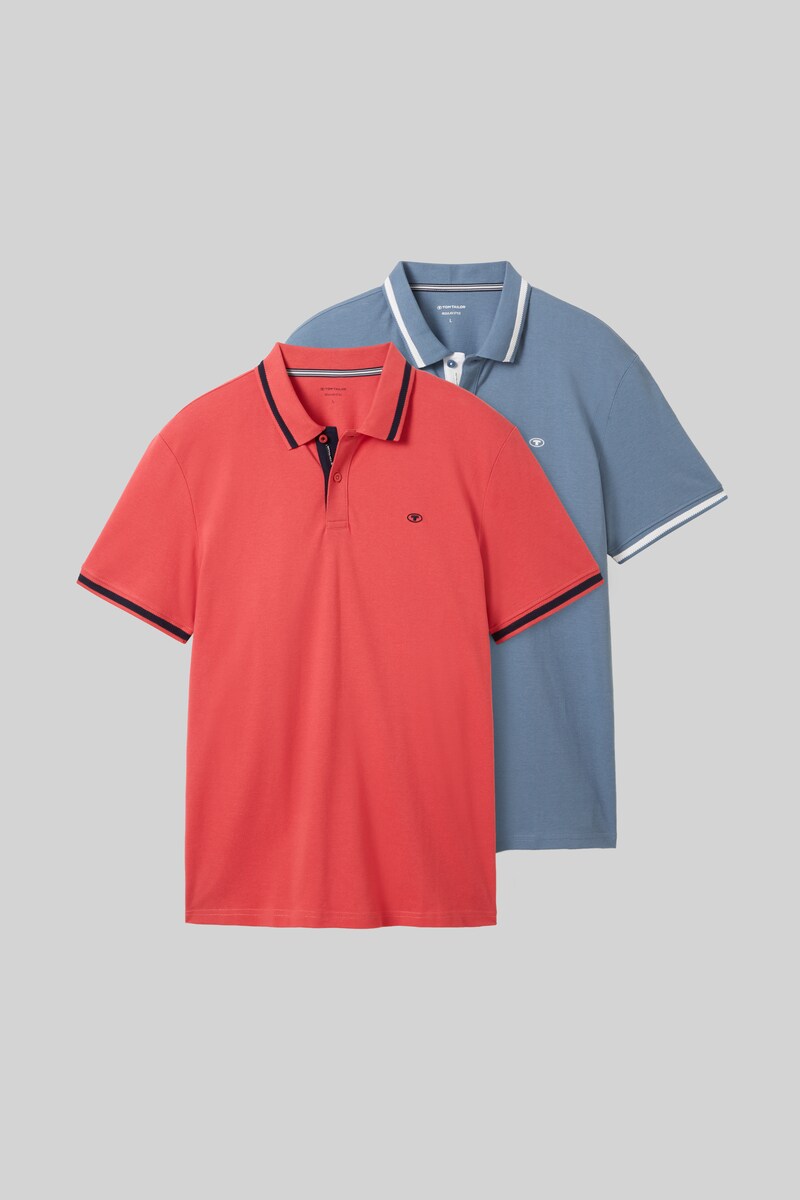 Tom Tailor Poloshirts im 2er-Pack - Soft Berry Red