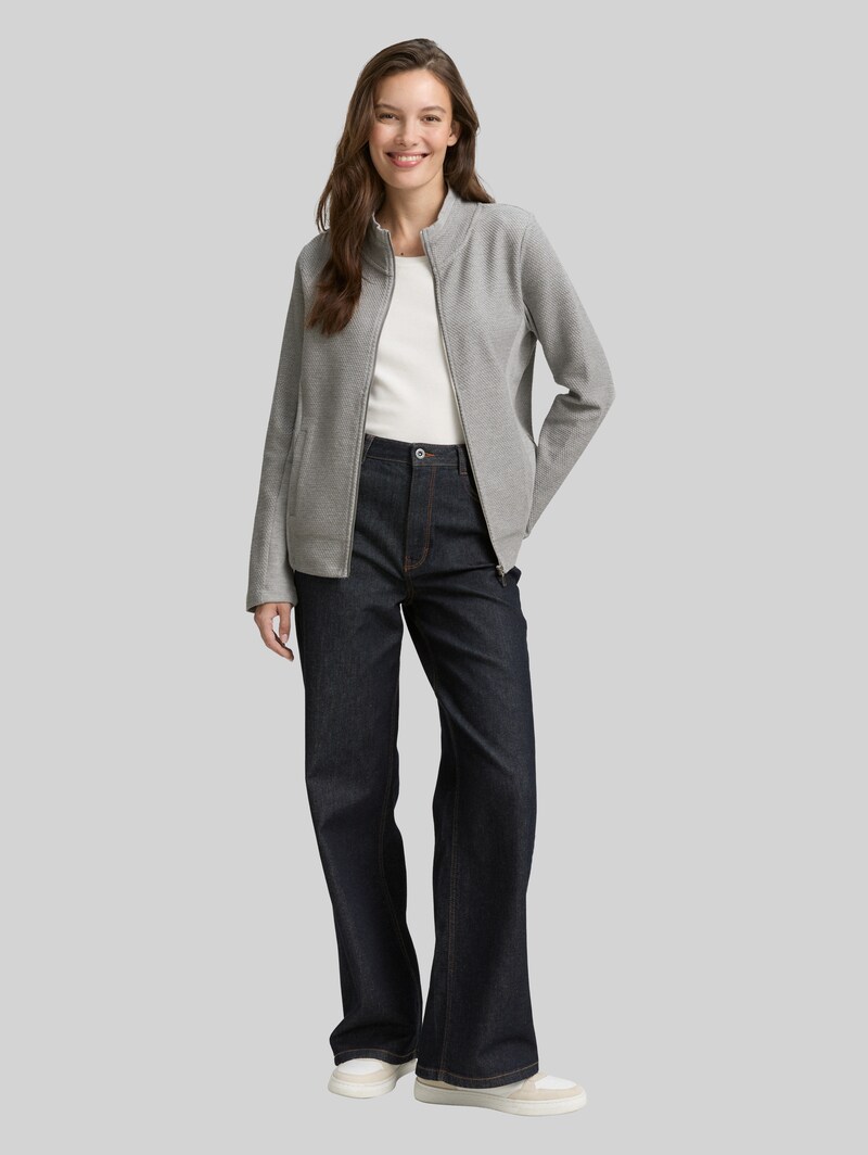 Tom Tailor Sweatjacke mit Stehkragen - Medium Silver Grey Melange