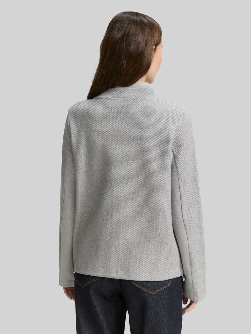 Tom Tailor Sweatjacke mit Stehkragen - Medium Silver Grey Melange
