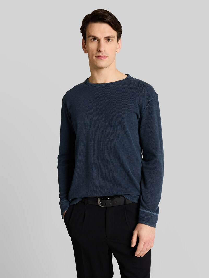 Tom Tailor Langarmshirt mit Waffelstruktur - Sky Captain Blue Tom Tailor Langarmshirt mit Waffelstruktur - Sky Captain Blue