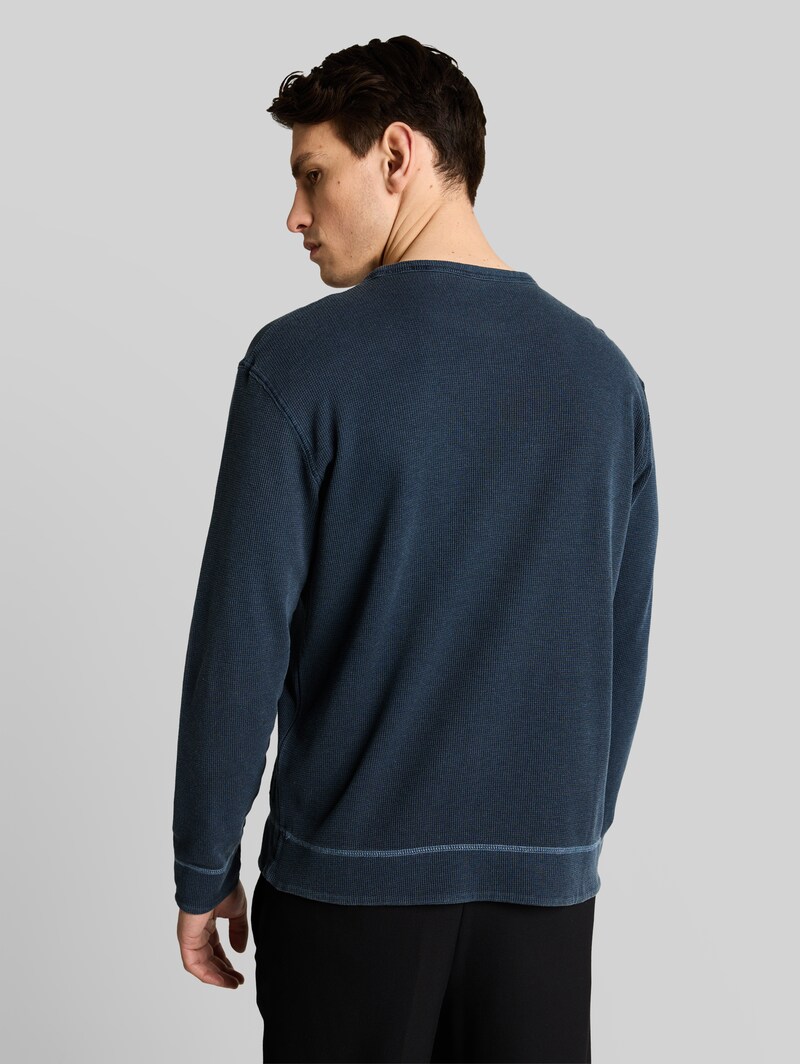 Tom Tailor Langarmshirt mit Waffelstruktur - Sky Captain Blue