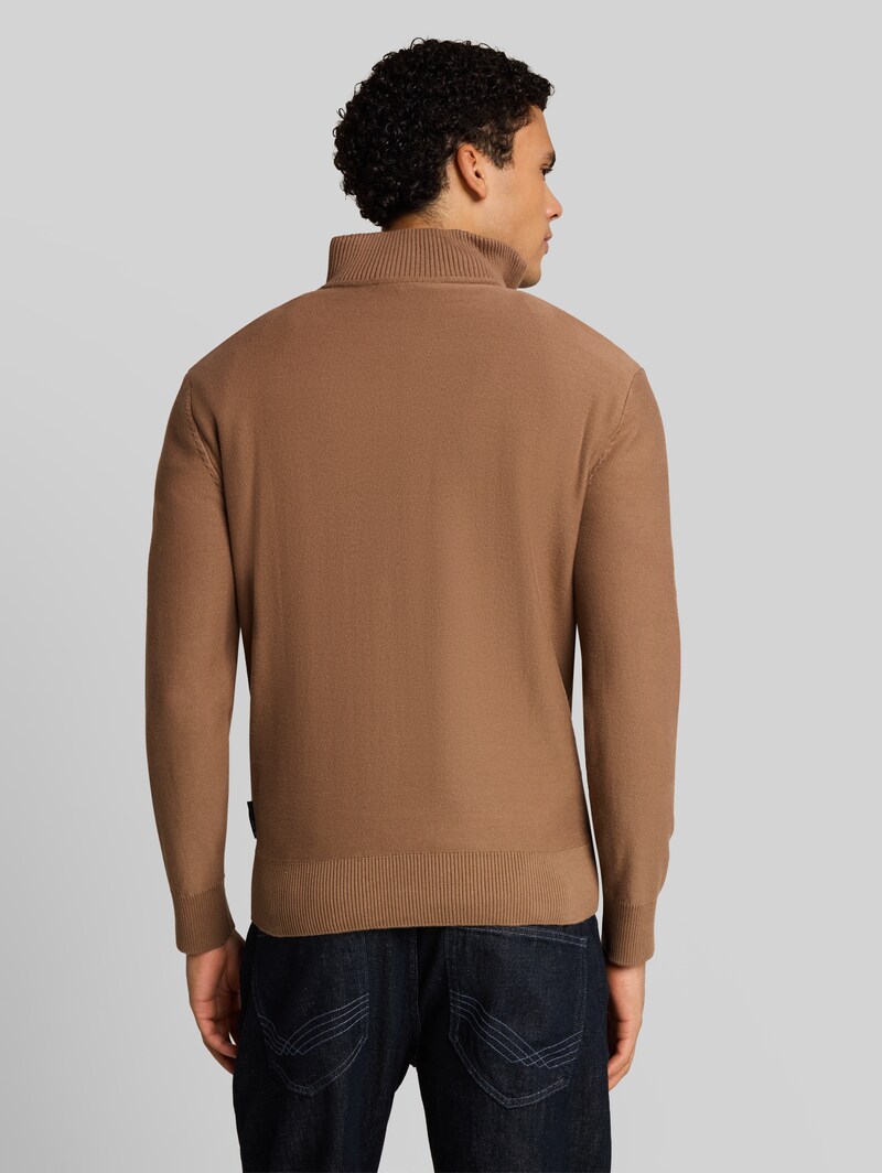 Tom Tailor Troyer Strickpullover aus Baumwolle - Malt Brown