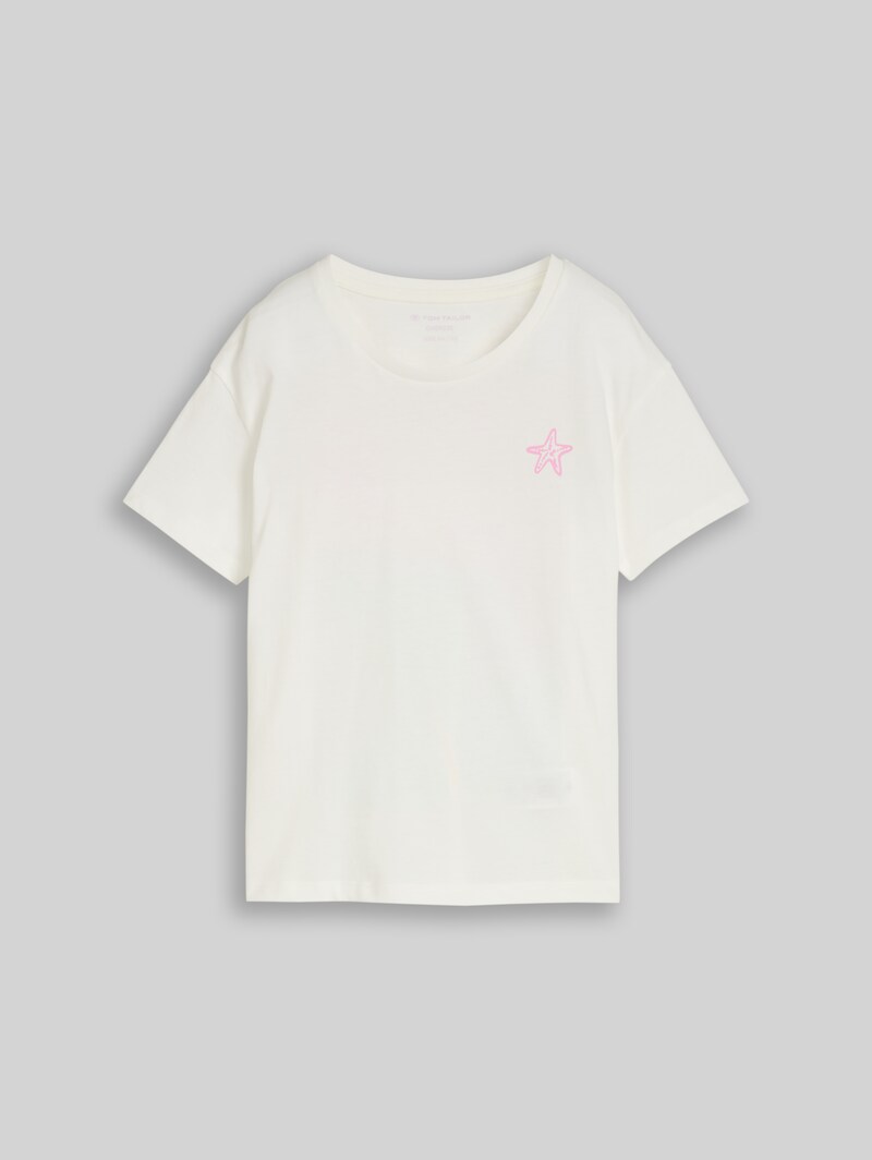Tom Tailor Oversize T-Shirt mit Rückenprint - Whisper White