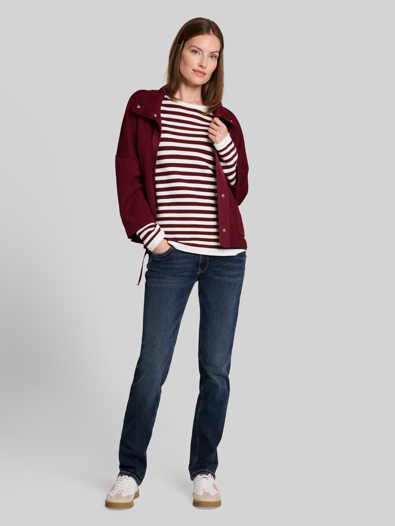 Tom Tailor Strickpullover aus Baumwolle - Preppy Plum Stripe