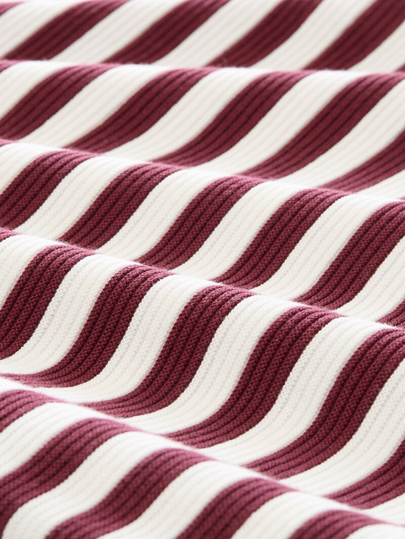 Tom Tailor Strickpullover aus Baumwolle - Preppy Plum Stripe