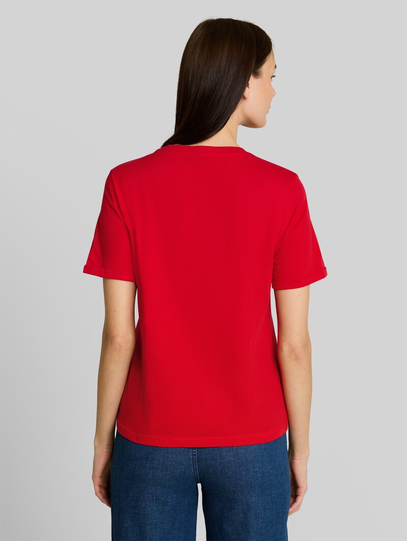 Tom Tailor T-Shirt mit Print - Soft Scarlet Red