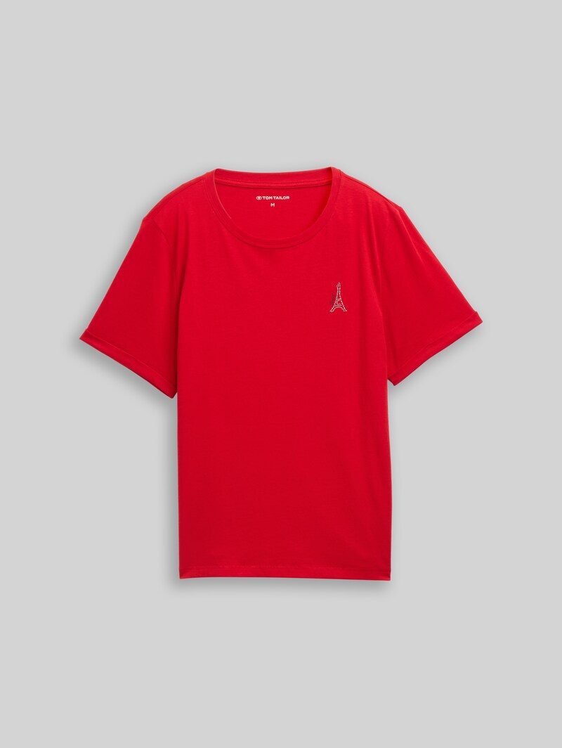 Tom Tailor T-Shirt mit Print - Soft Scarlet Red