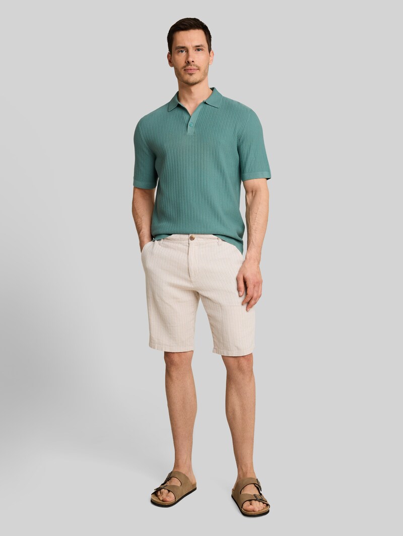Tom Tailor Strick-Poloshirt aus Baumwolle - Mineral Stone Blue