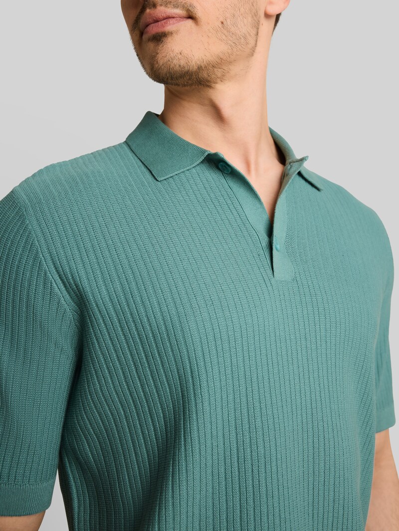 Tom Tailor Strick-Poloshirt aus Baumwolle - Mineral Stone Blue