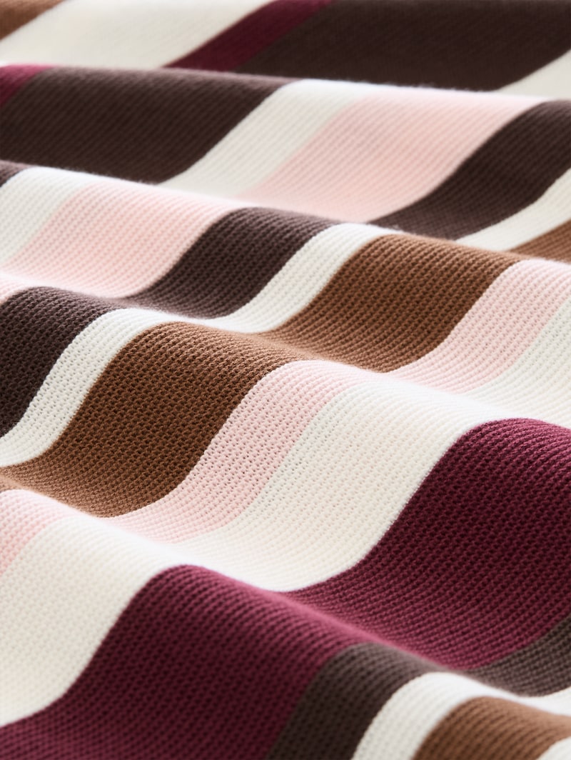 Tom Tailor Plus Size - Strickpullover aus Baumwolle - Camel Brown Red Stripe