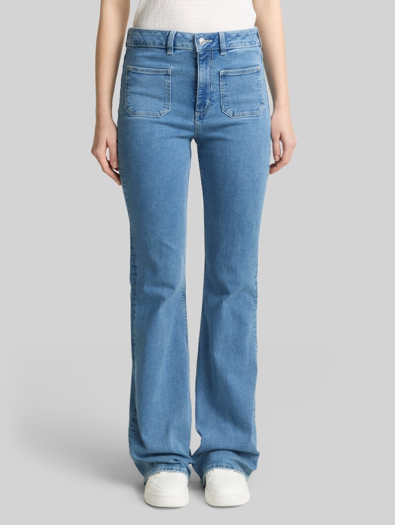 Tom Tailor TTAVA FLARED Jeans mit aufgesetzten Taschen - Light Stone Blue Denim