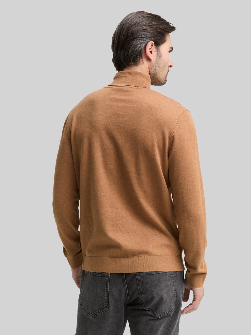 Tom Tailor Rollkragenpullover aus Baumwolle - Mid Brown Melange