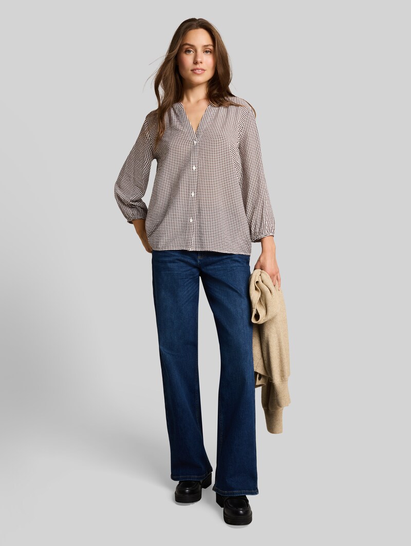 Tom Tailor Bluse mit Muster - Small Brown Dot Print