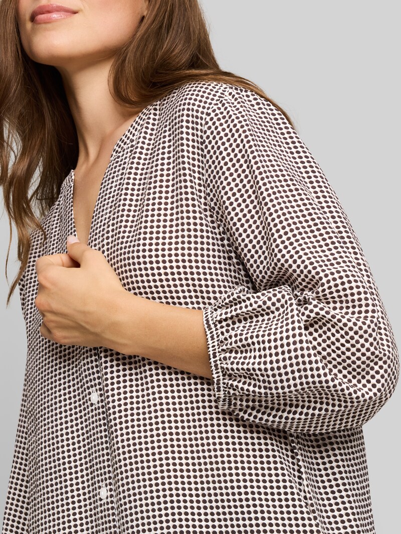 Tom Tailor Bluse mit Muster - Small Brown Dot Print