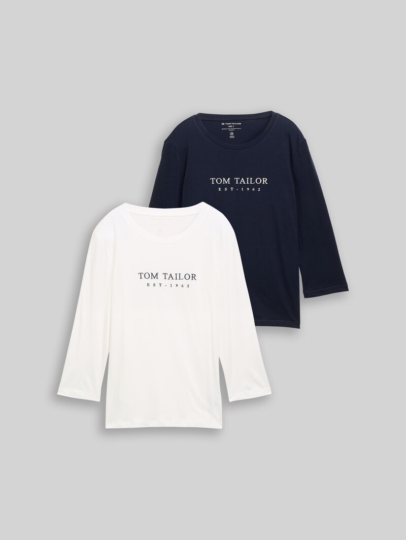 Tom Tailor Langarmshirt im 2er-Pack - Sky Captain Blue
