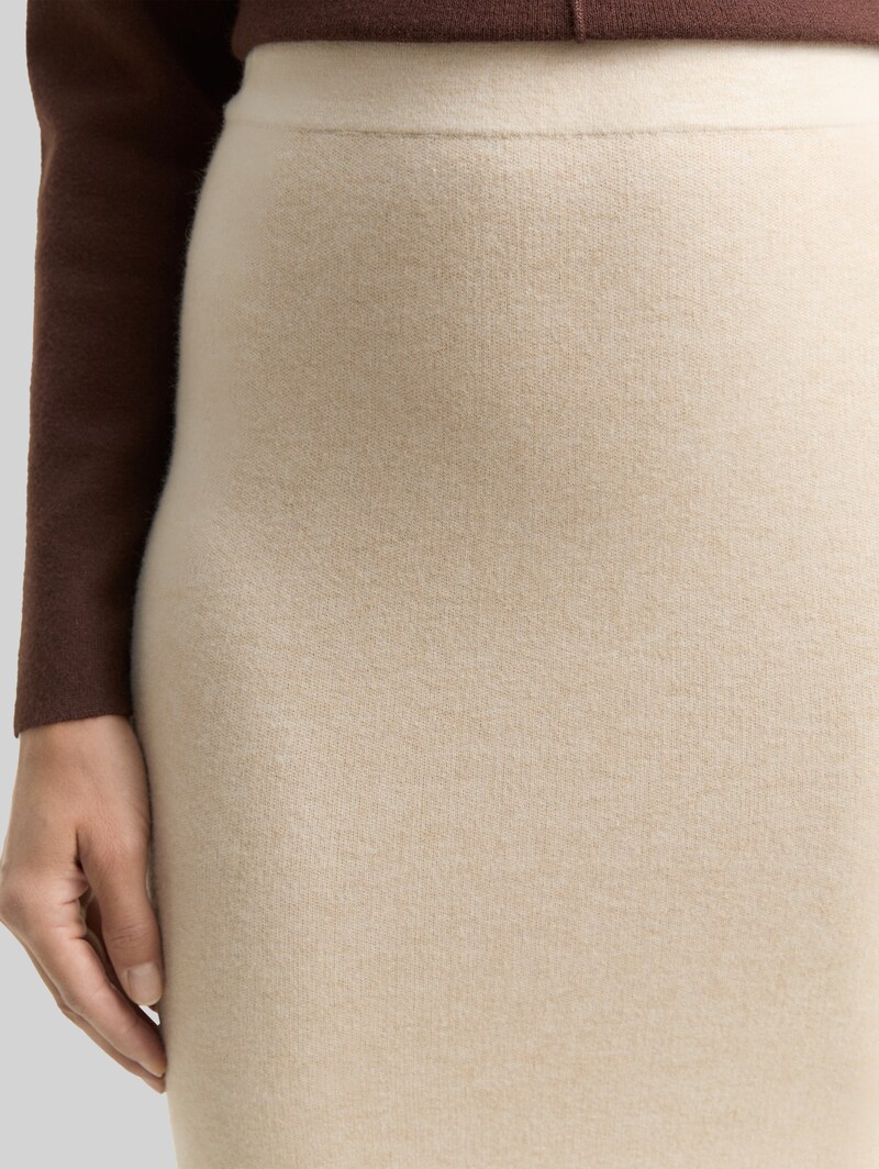 Tom Tailor Midi-Rock mit Schlitz - Sand Stone Beige Melange