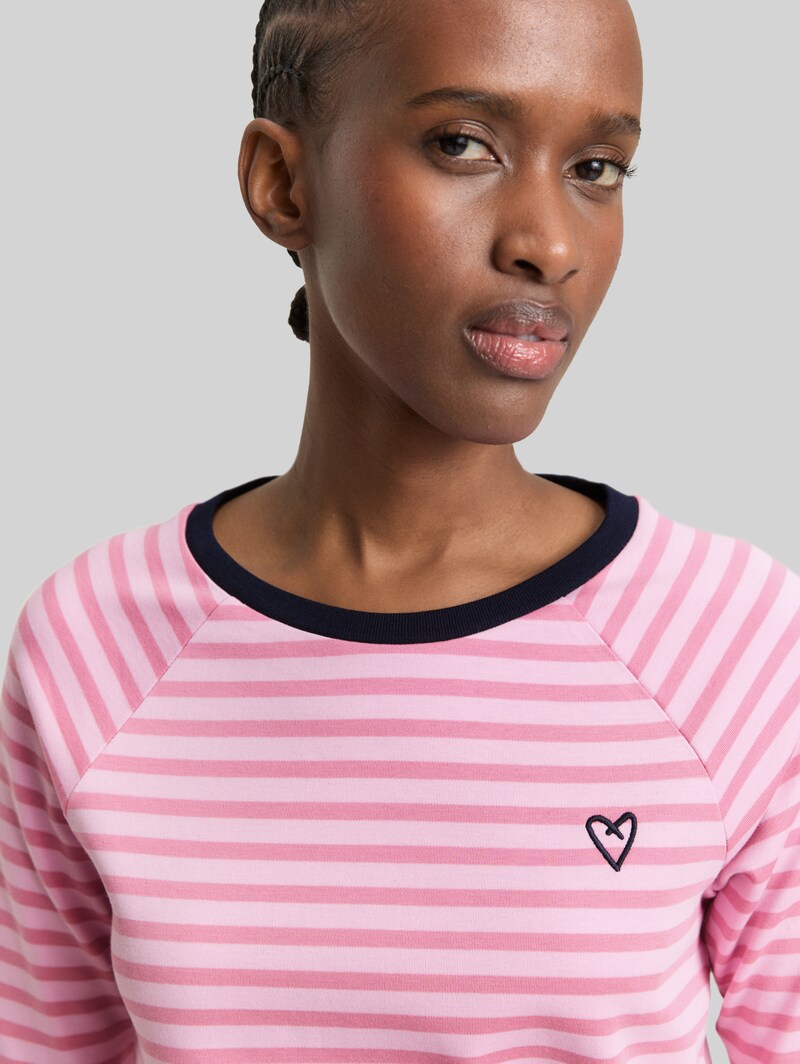 Tom Tailor T-Shirt mit Streifenmuster - Tonal Blush Rose Stripe