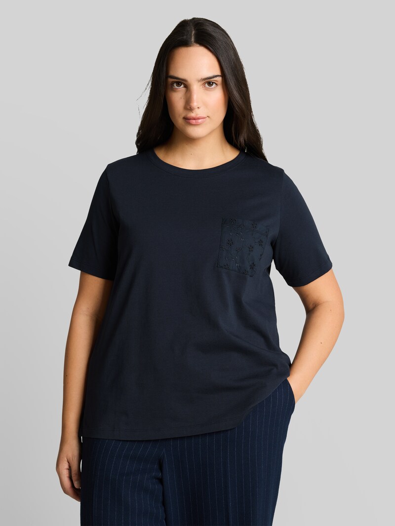 Tom Tailor Plus Size - Boxy Fit T-Shirt mit Brusttasche - Sky Captain Blue Tom Tailor Plus Size - Boxy Fit T-Shirt mit Brusttasche - Sky Captain Blue
