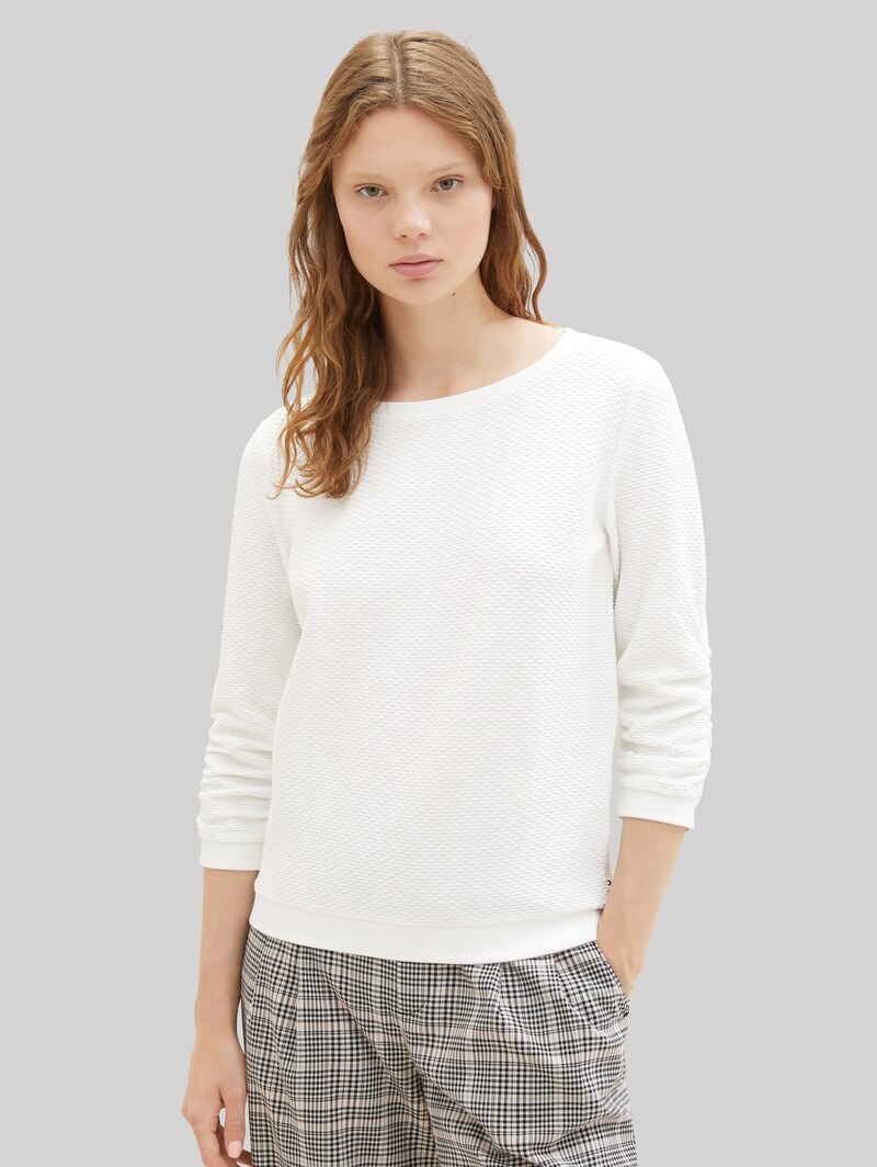 Tom Tailor Sweatshirt mit Raffungen - Off White