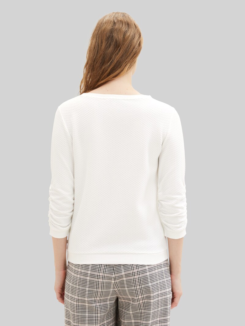 Tom Tailor Sweatshirt mit Raffungen - Off White