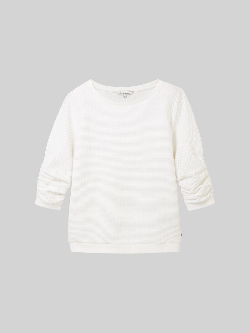 Tom Tailor Sweatshirt mit Raffungen - Off White