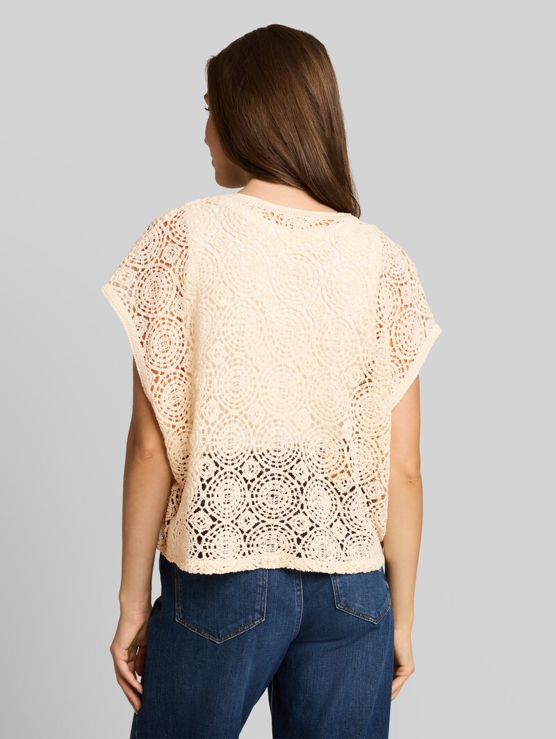 Tom Tailor Crochet-Top mit Knopfleiste - Dove White