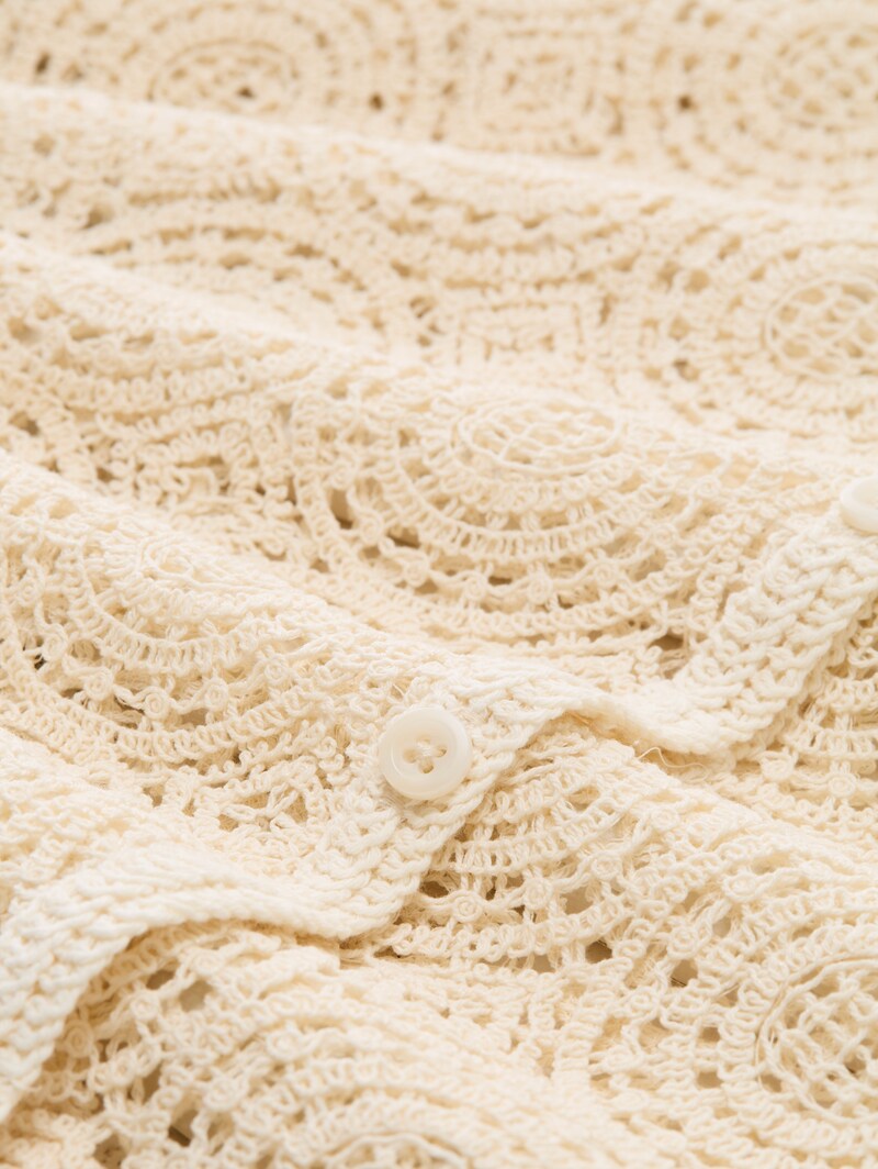 Tom Tailor Crochet-Top mit Knopfleiste - Dove White