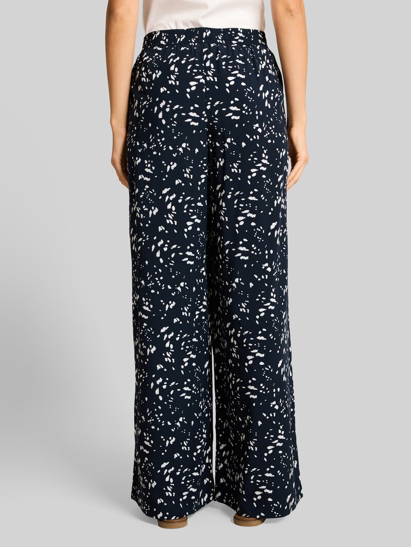 Tom Tailor Loose Fit Palazzo Hose mit Muster - Navy Dot Tom Tailor Loose Fit Palazzo Hose mit Muster - Navy Dot