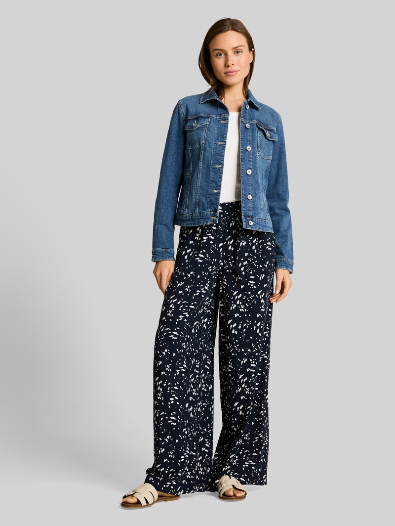 Tom Tailor Loose Fit Palazzo Hose mit Muster - Navy Dot