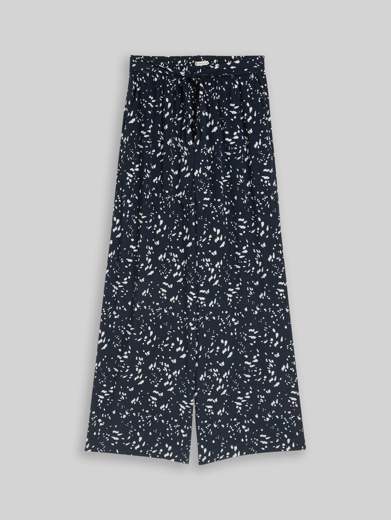 Tom Tailor Loose Fit Palazzo Hose mit Muster - Navy Dot