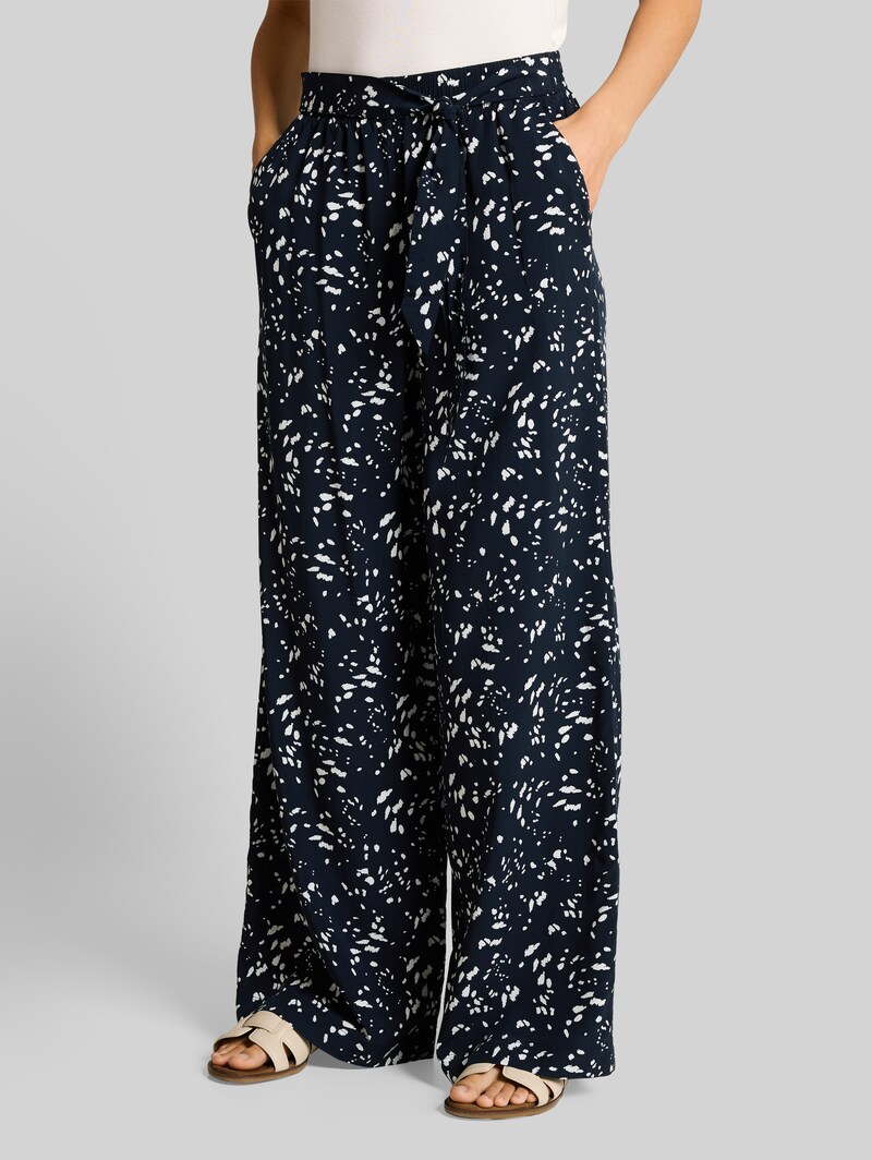 Tom Tailor Loose Fit Palazzo Hose mit Muster - Navy Dot