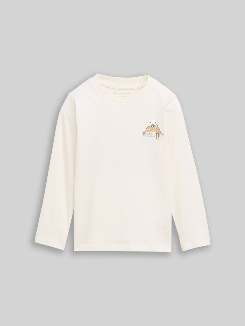 Tom Tailor Langarmshirt mit Rückenprint - Wool White