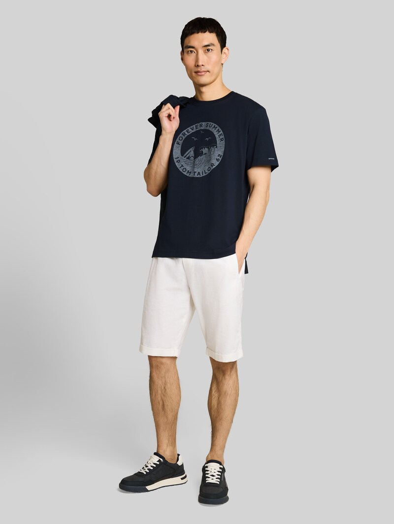 Tom Tailor T-Shirt mit Print - Sky Captain Blue
