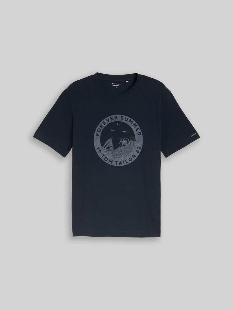 Tom Tailor T-Shirt mit Print - Sky Captain Blue