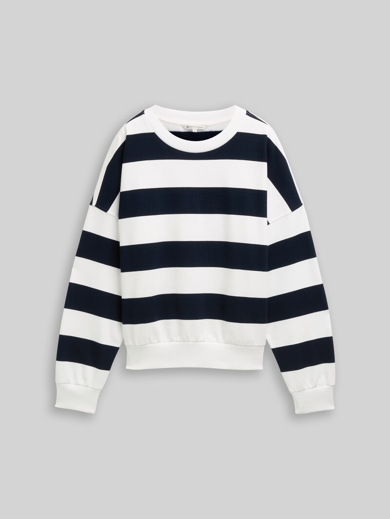 Tom Tailor Loose Fit Sweatshirt - Navy White Block Stripe