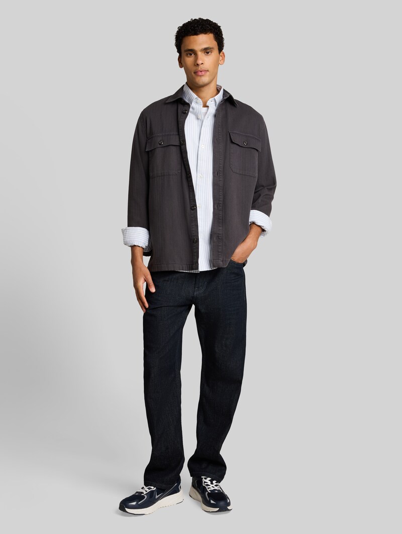Tom Tailor Relaxed Fit Hemd aus Baumwolle - Light Blue Stripe
