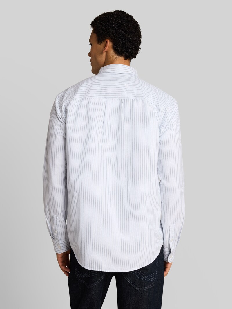 Tom Tailor Relaxed Fit Hemd aus Baumwolle - Light Blue Stripe