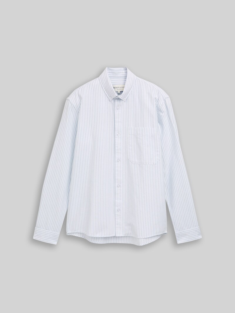Tom Tailor Relaxed Fit Hemd aus Baumwolle - Light Blue Stripe