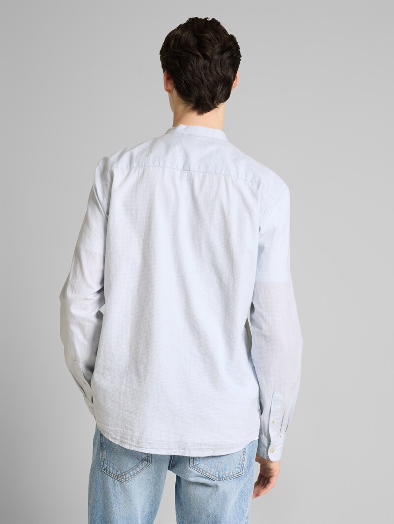 Tom Tailor Basic Fit Hemd mit Stehkragen - Light Herringbone Structure