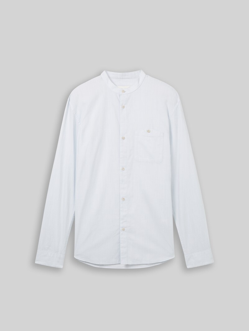 Tom Tailor Basic Fit Hemd mit Stehkragen - Light Herringbone Structure