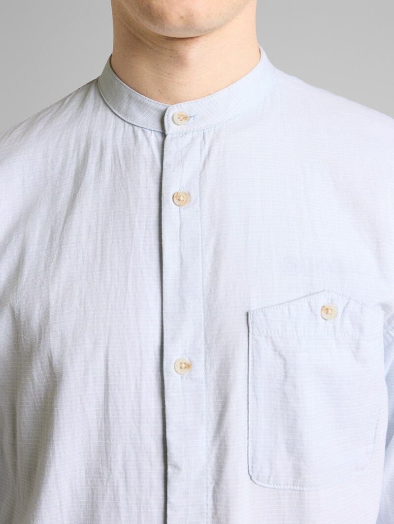 Tom Tailor Basic Fit Hemd mit Stehkragen - Light Herringbone Structure