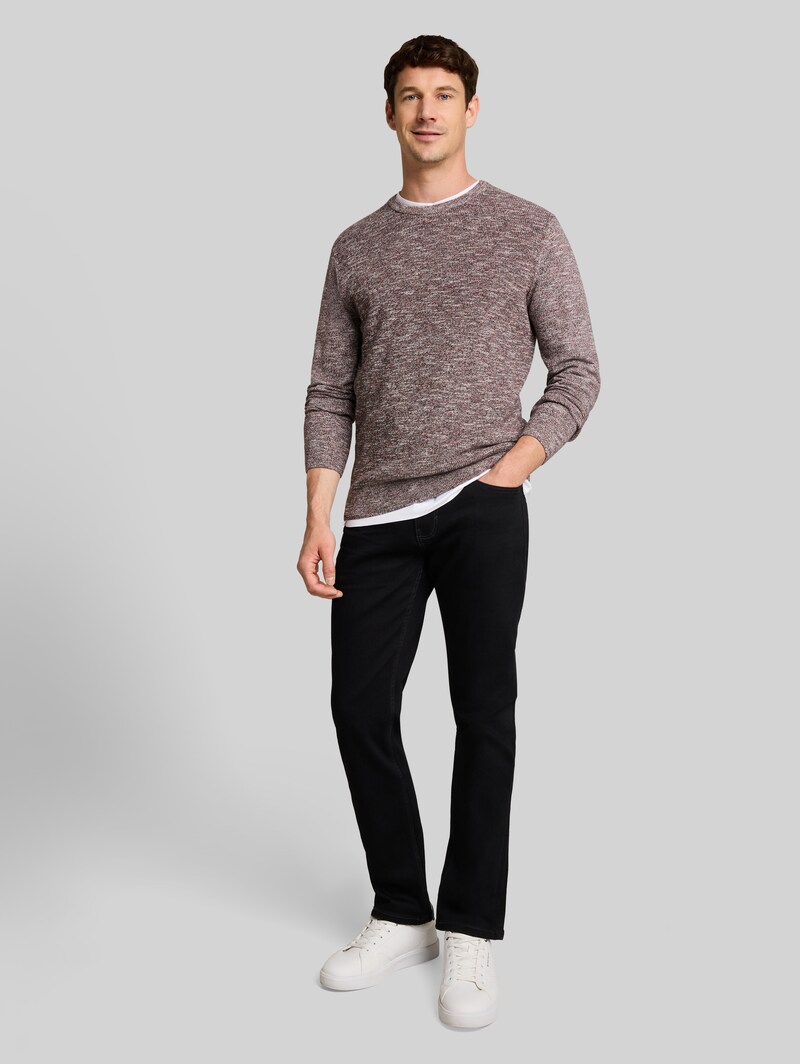 Tom Tailor Strickpullover in Melange-Optik - Olive Red White Mouline