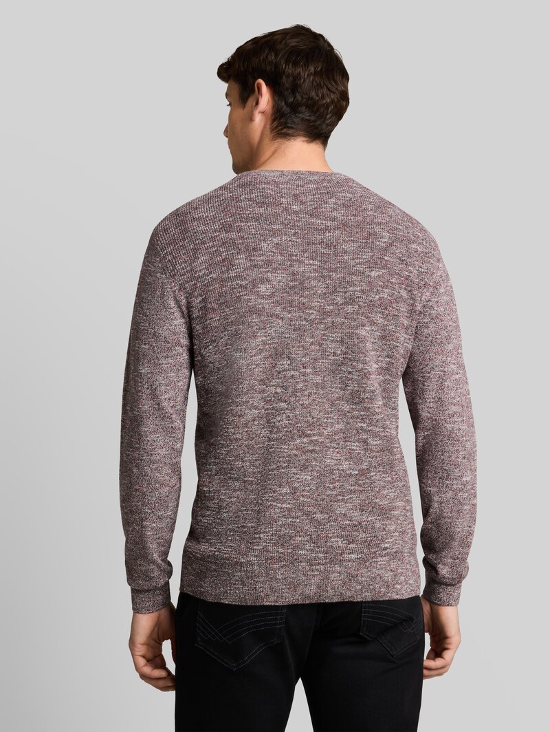 Tom Tailor Strickpullover in Melange-Optik - Olive Red White Mouline