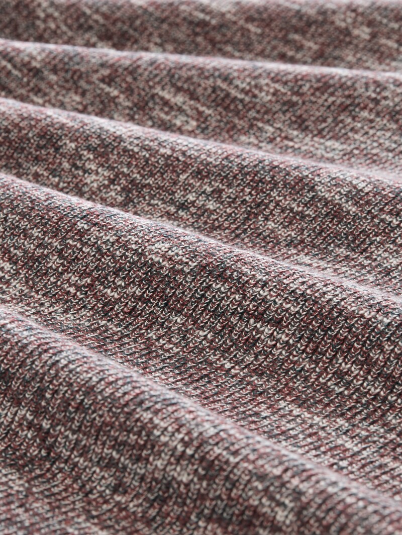 Tom Tailor Strickpullover in Melange-Optik - Olive Red White Mouline