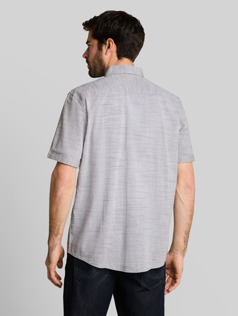 Tom Tailor Regular Fit Kurzarmhemd aus Baumwolle - Leaf Green Horizontal Stripe