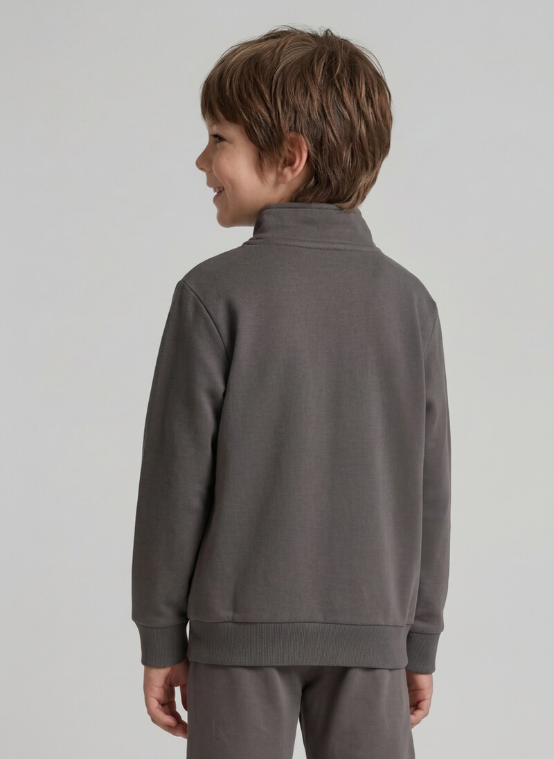 Tom Tailor College Sweatjacke mit Stehkragen - Dark Urban Grey