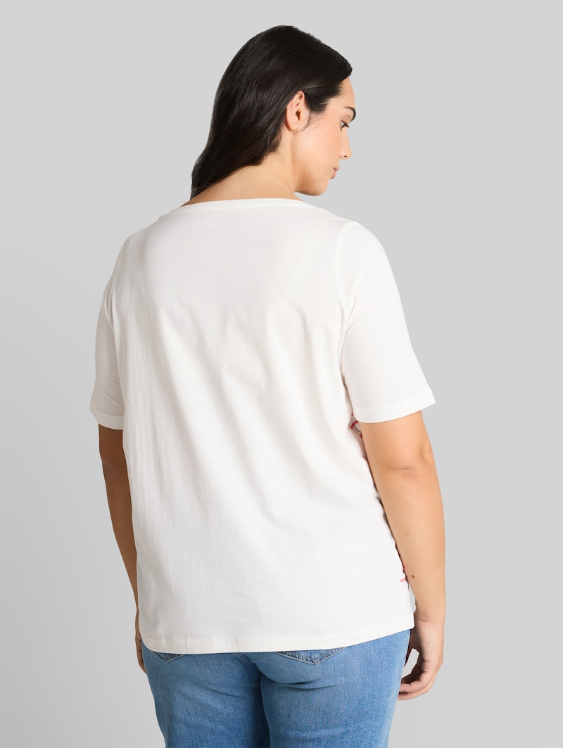 Tom Tailor Plus Size - T-Shirt mit Streifenmuster - Whisper White